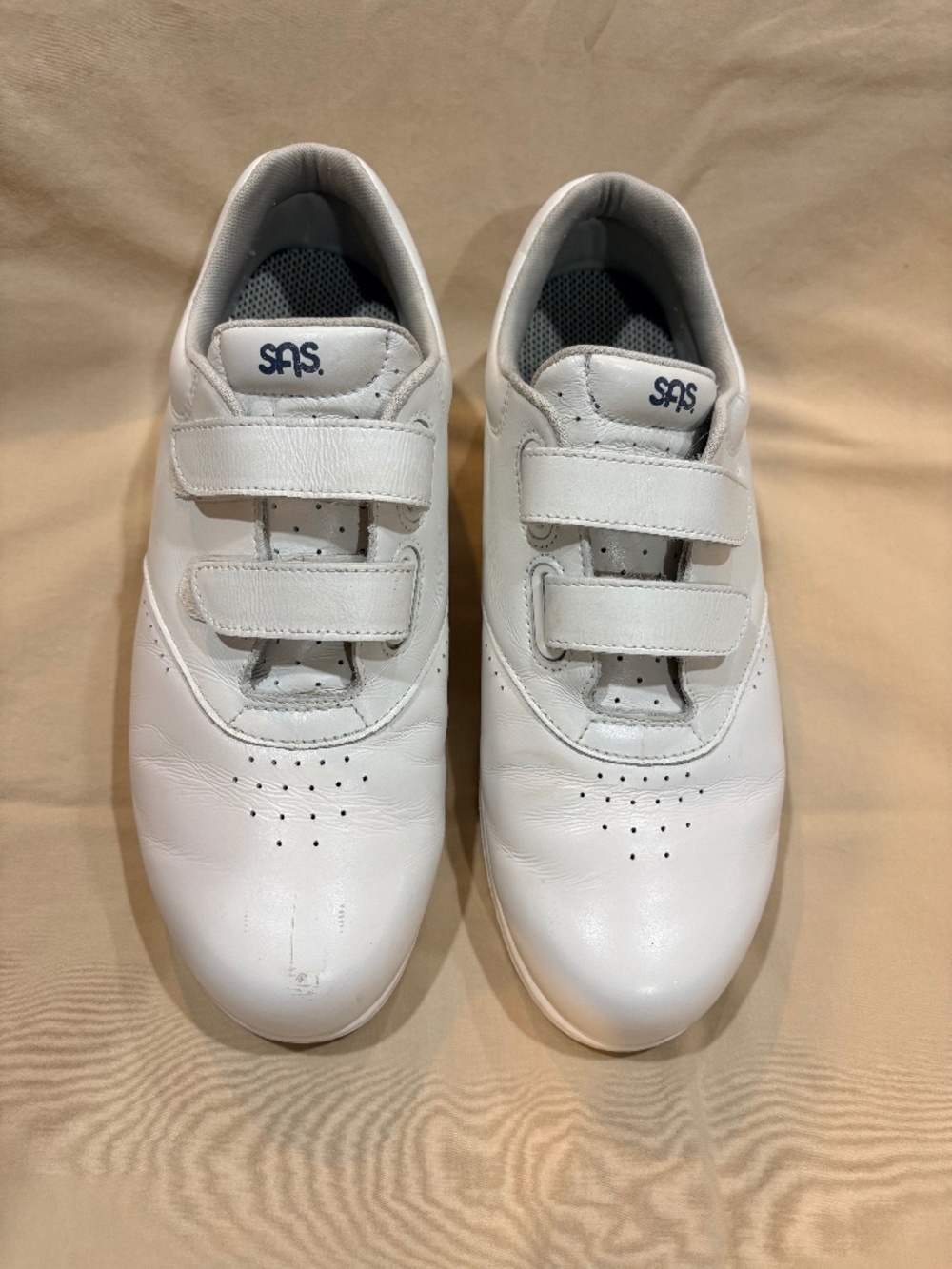 SAS EZ-Strap Shoes White Leather Tripad Comfort Hook & Loop Women's 9M